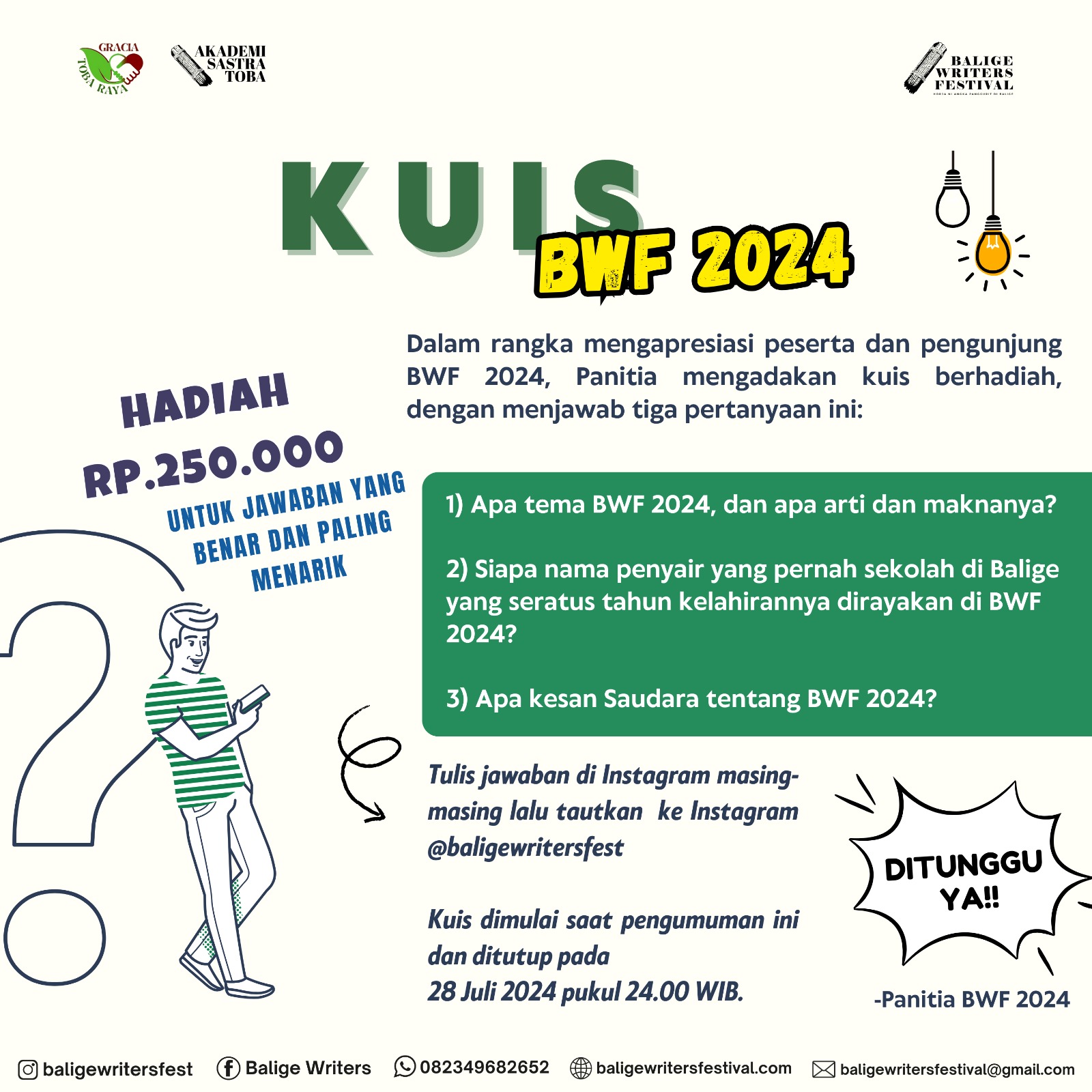 Kuis Seputar Acara Balige Writers Festival 2024